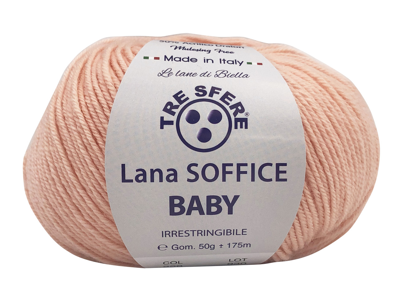 LANA SOFFICE BABY  50%lana  50%acrilico  da 50 grammi - albicocca