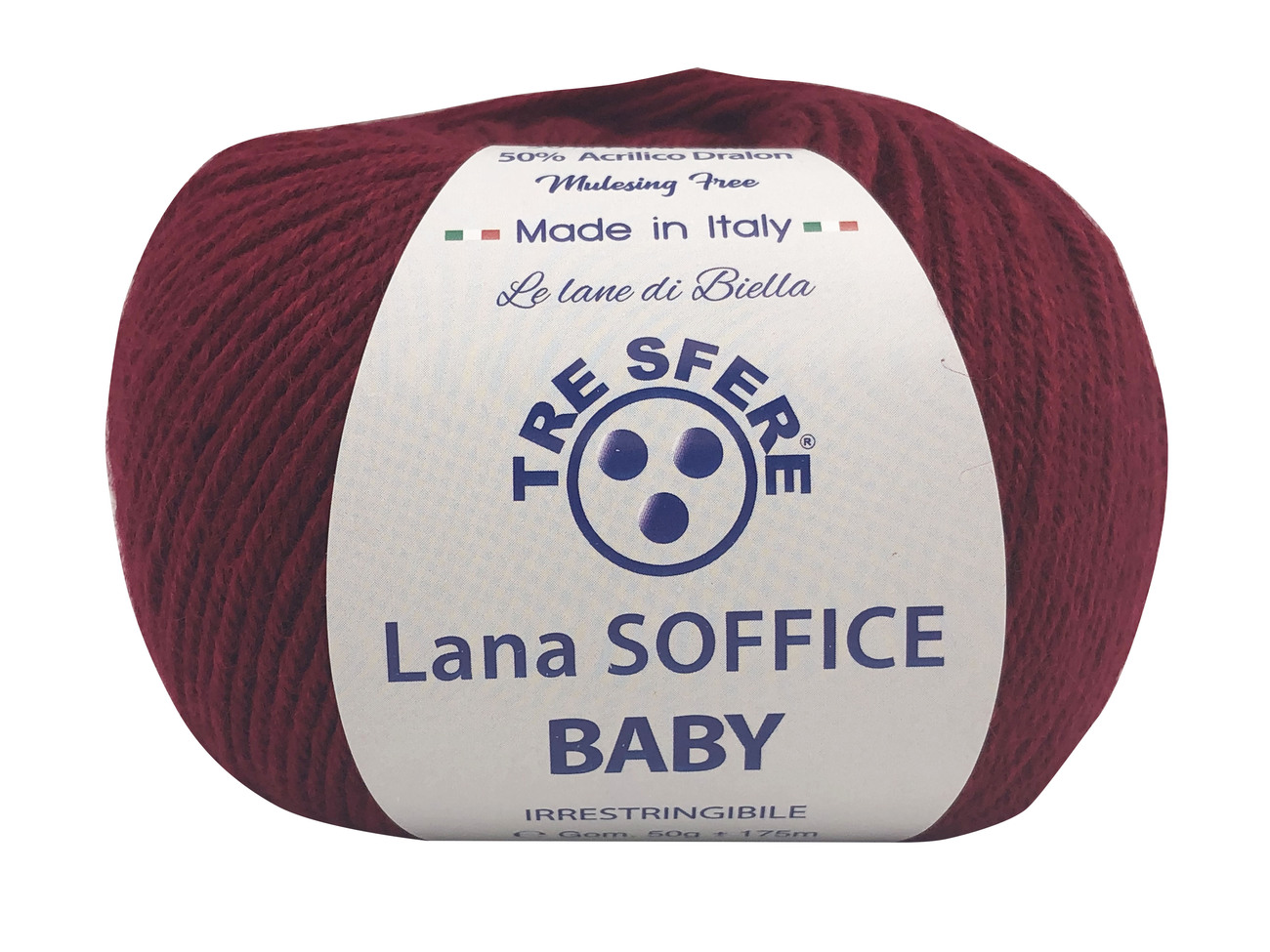 LANA SOFFICE BABY  50%lana  50%acrilico  da 50 grammi - bordeaux