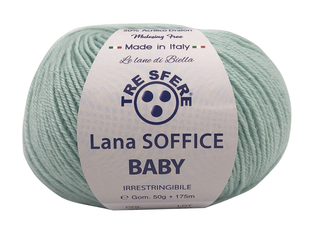 LANA SOFFICE BABY  50%lana  50%acrilico  da 50 grammi - verde acqua