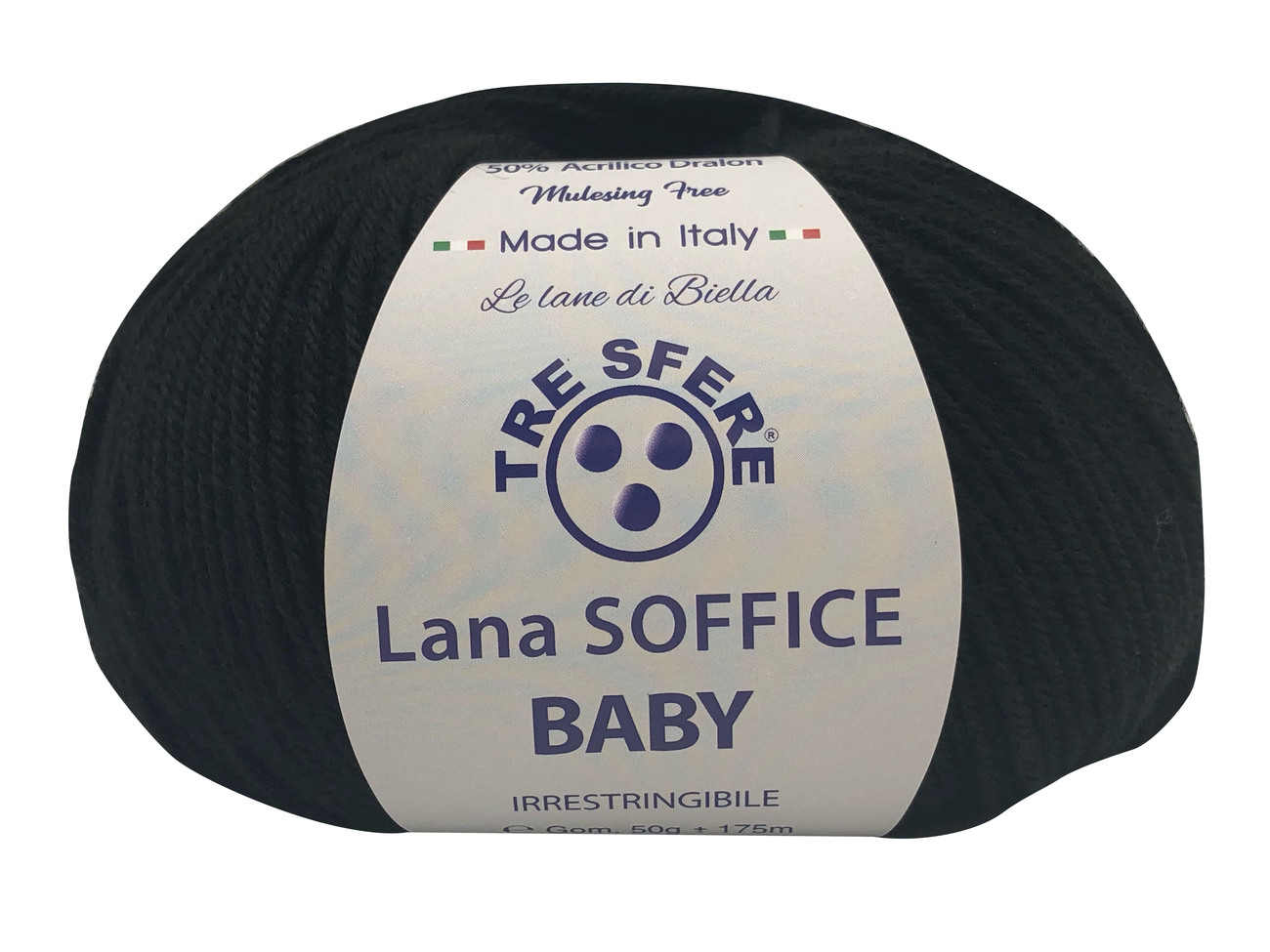 LANA SOFFICE BABY  50%lana  50%acrilico  da 50 grammi - nero