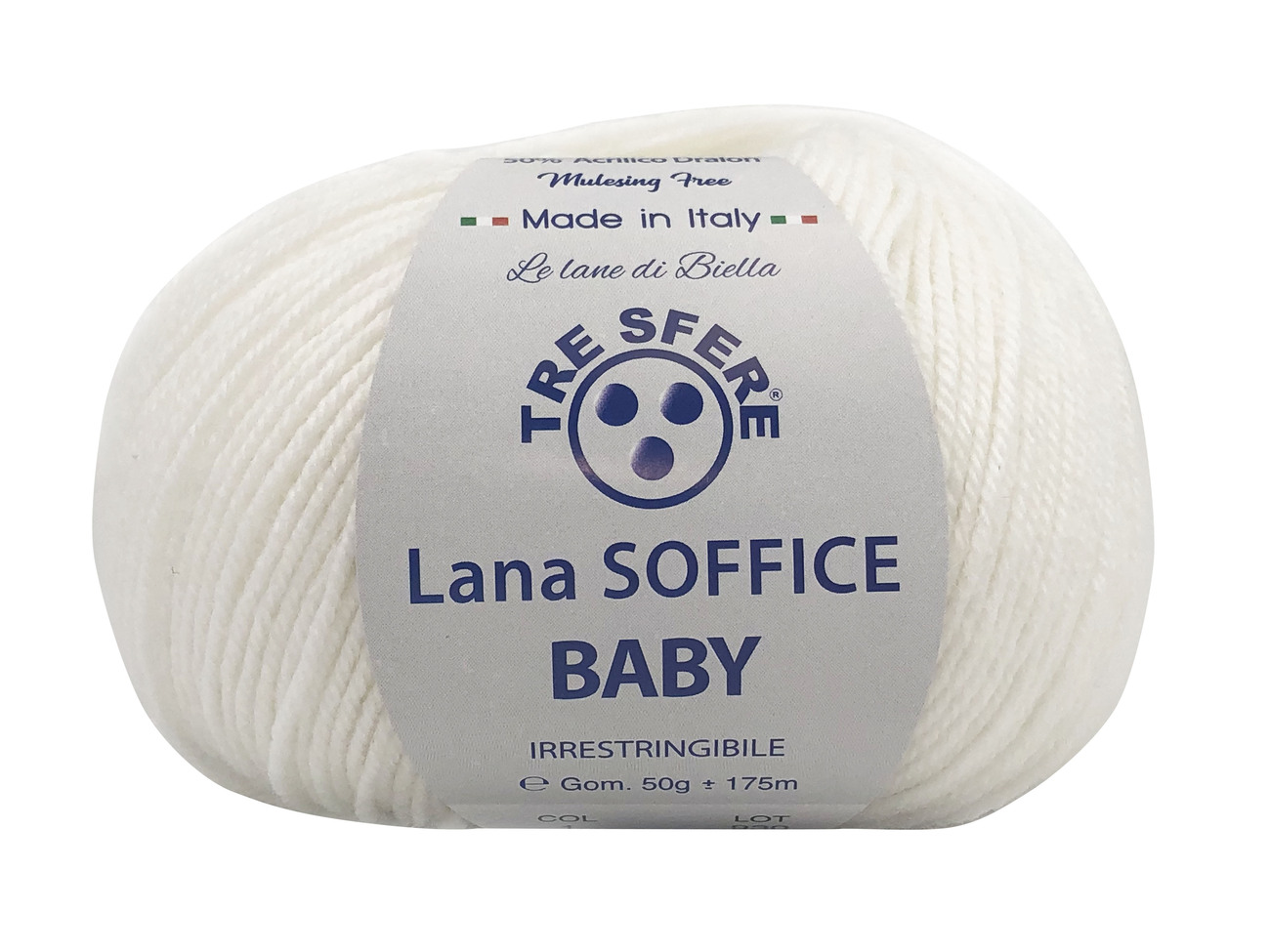 LANA SOFFICE BABY  50%lana  50%acrilico  da 50 grammi - bianco