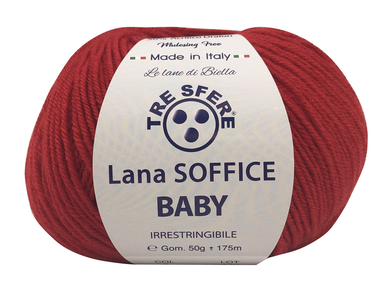 LANA SOFFICE BABY  50%lana  50%acrilico  da 50 grammi - rosso