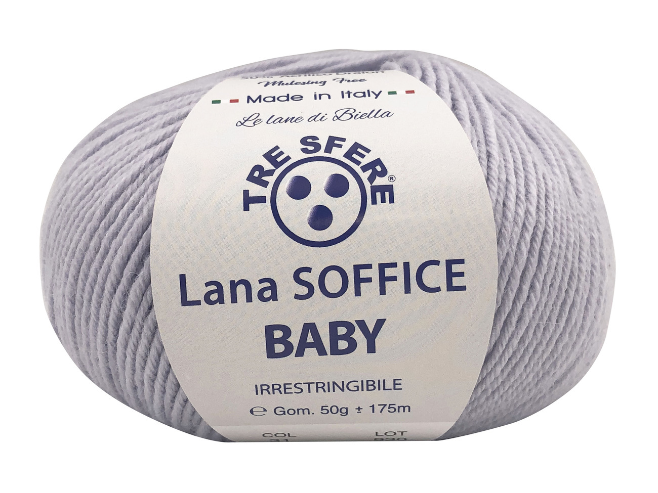 LANA SOFFICE BABY  50%lana  50%acrilico  da 50 grammi - grigio perla