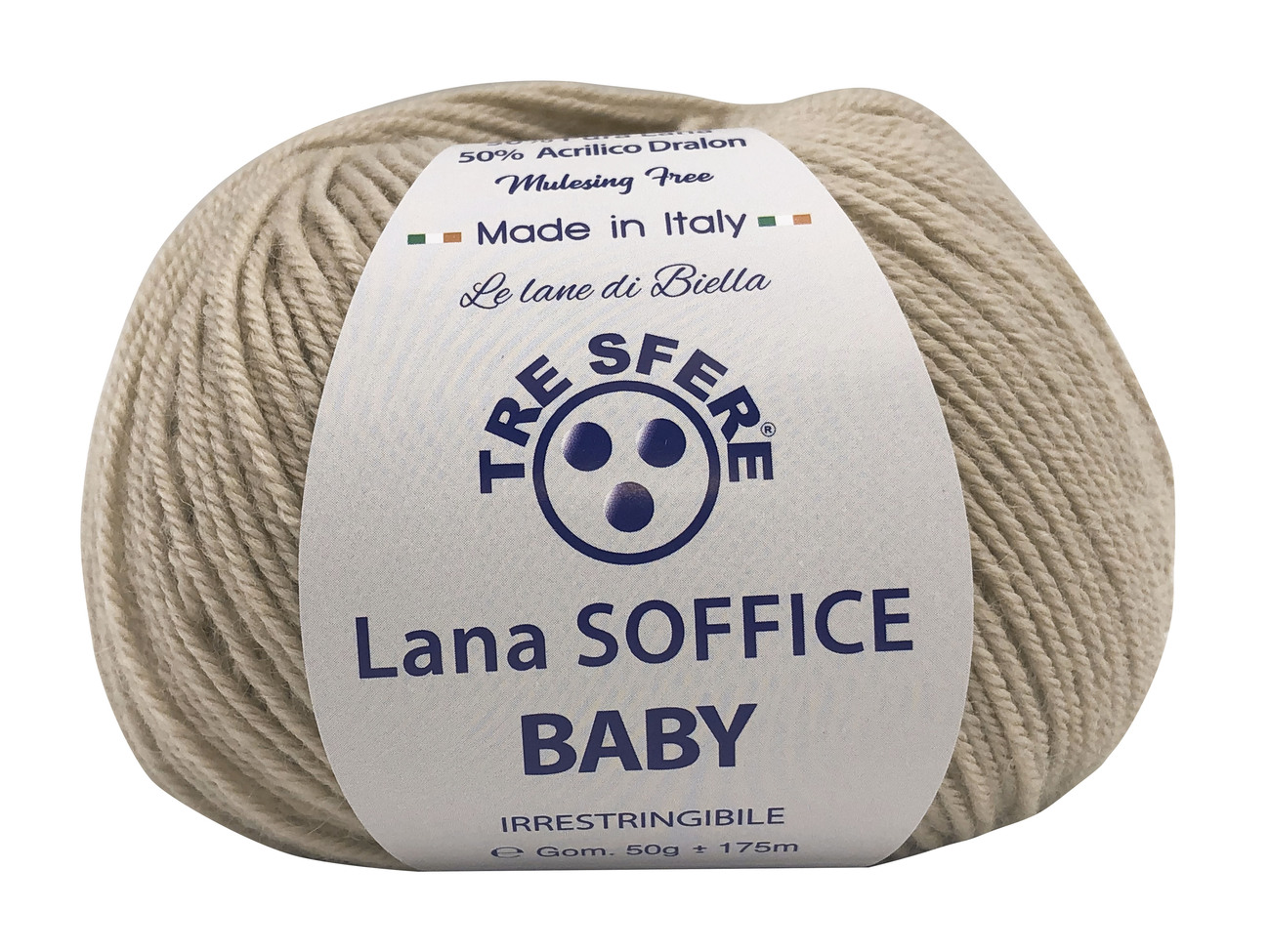 LANA SOFFICE BABY  50%lana  50%acrilico  da 50 grammi - sabbia