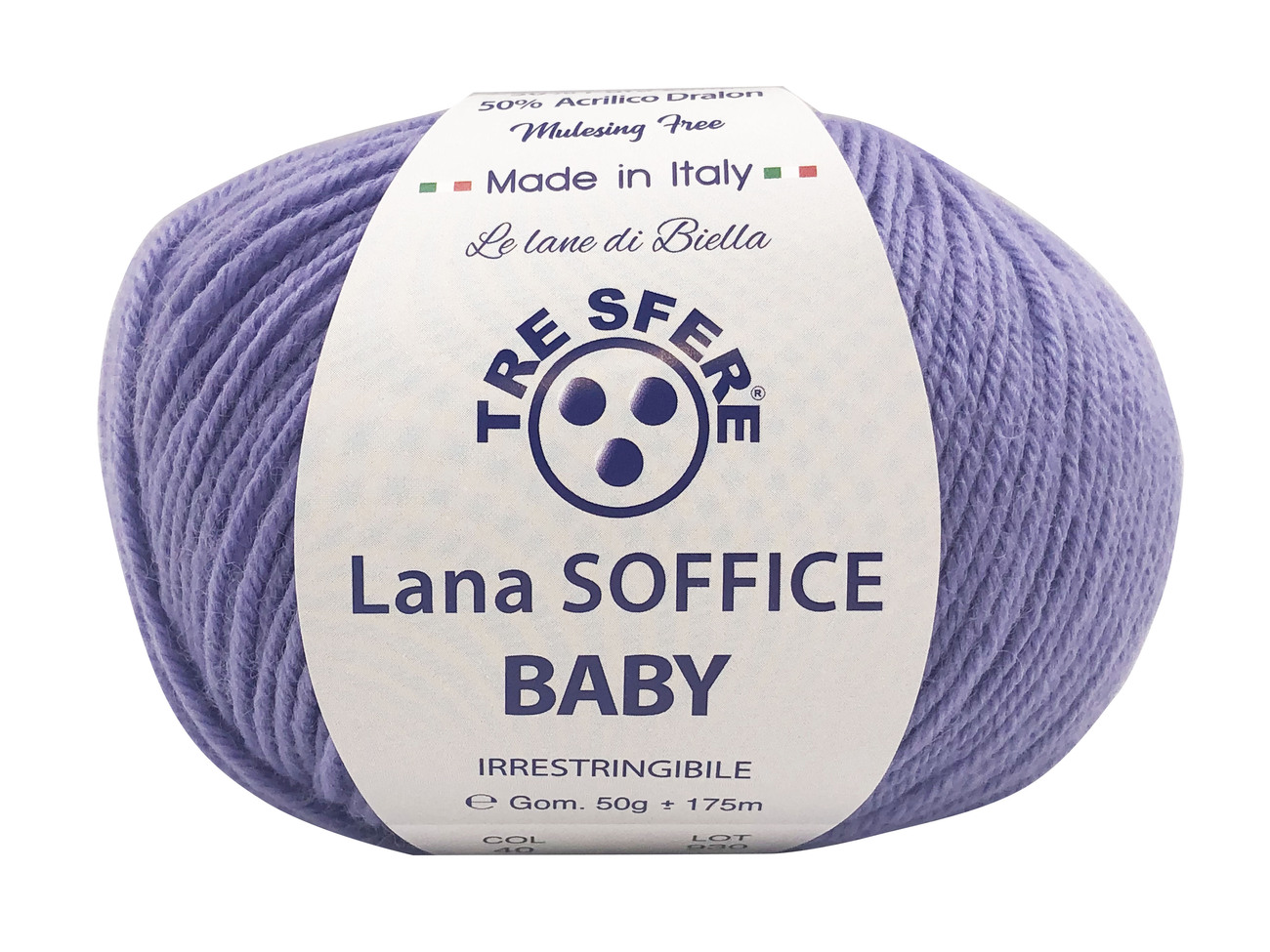 LANA SOFFICE BABY  50%lana  50%acrilico  da 50 grammi - lilla