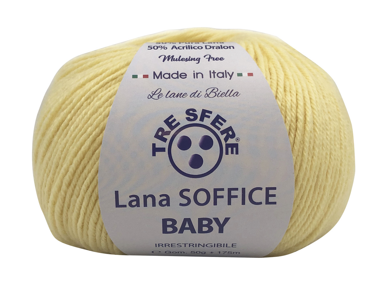 LANA SOFFICE BABY  50%lana  50%acrilico  da 50 grammi - giallo limone