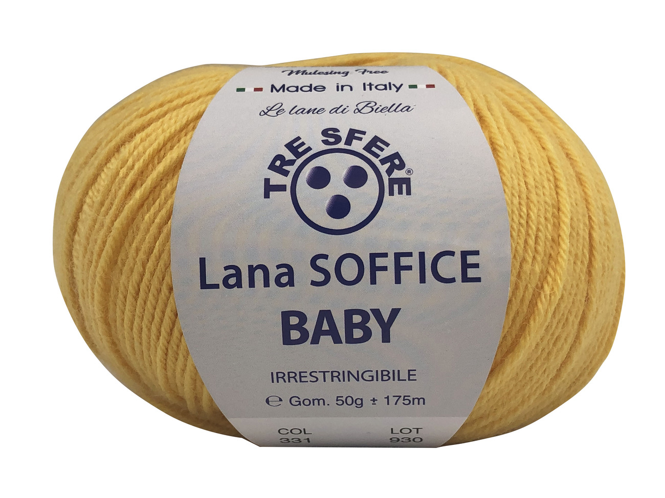 LANA SOFFICE BABY  50%lana  50%acrilico  da 50 grammi - giallo