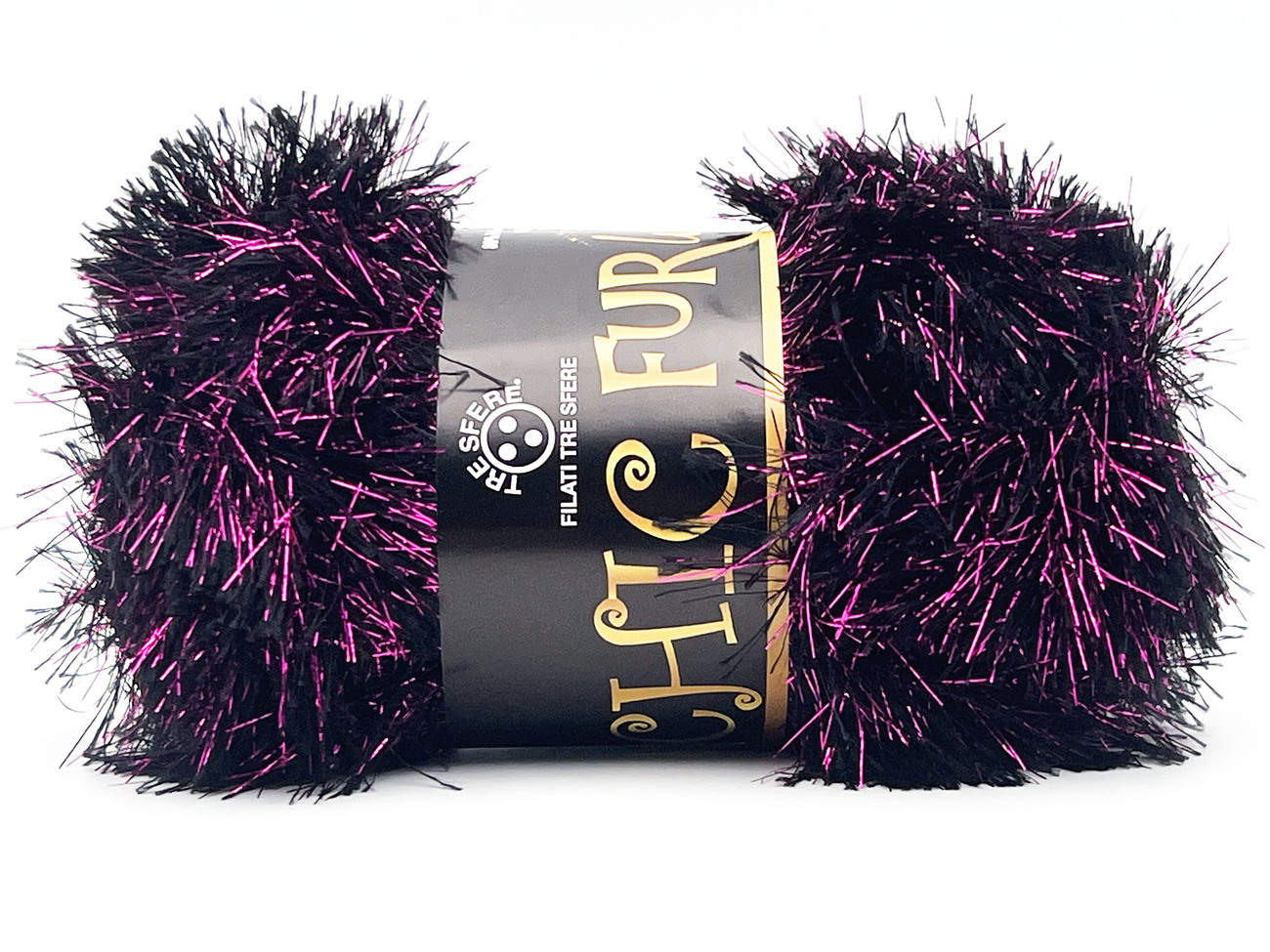 CHIC FUR LUX 80% pl -  20% lame   100 gr. - NERO-FUCSIA LUX