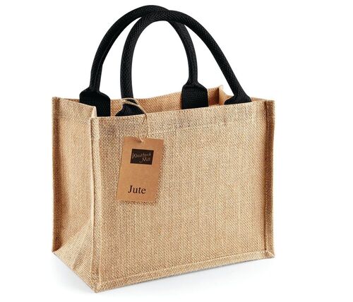 Borsa juta grande manici neri - 33x42x19cm