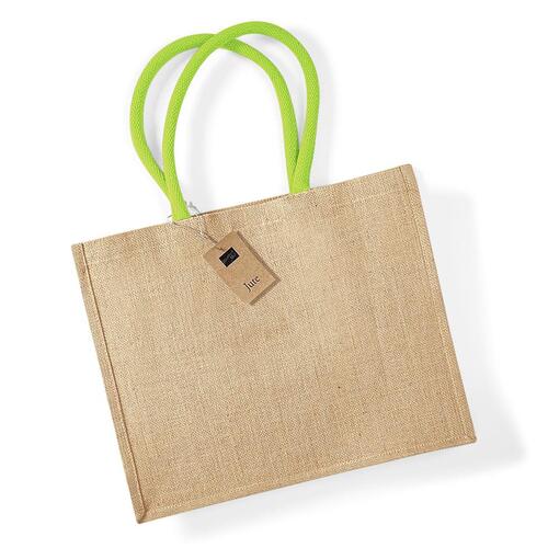 Borsa juta grande manici verde acido - 33x42x19