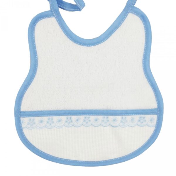 BAVAGLINO con Pizzo Sangallo in spugna bianca - AZZURRO/BIANCO -