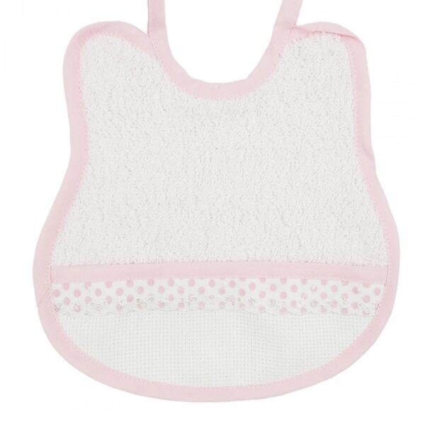 BAVAGLINO con Pizzo Sangallo in spugna bianca - ROSA -