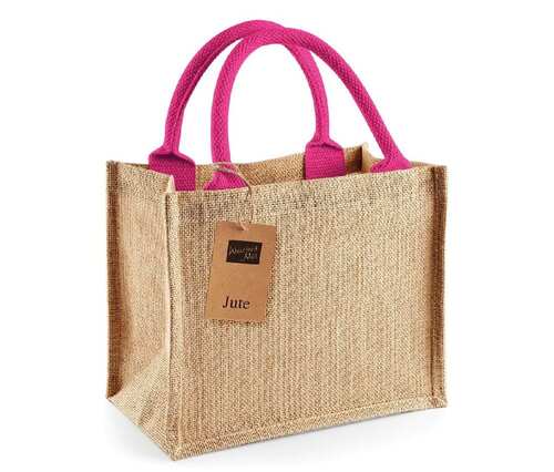Borsa juta grande manici fucsia - 33x42x19 cm