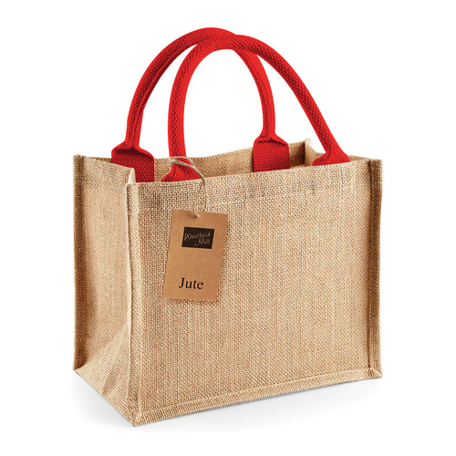 Borsa juta grande manici arancio - 33x42x19cm