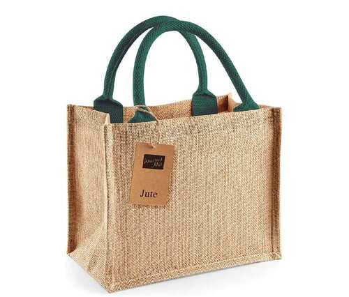 Borsa juta grande manici verdone - 33x42x19cm