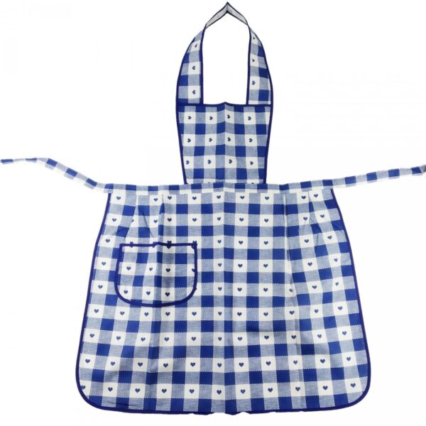 GREMBIULE CON PETTORINA - quadretti e cuori blu -